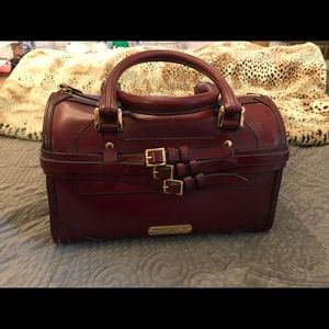 Burberry Alchester Bowling Bag Burgundy Satchel
